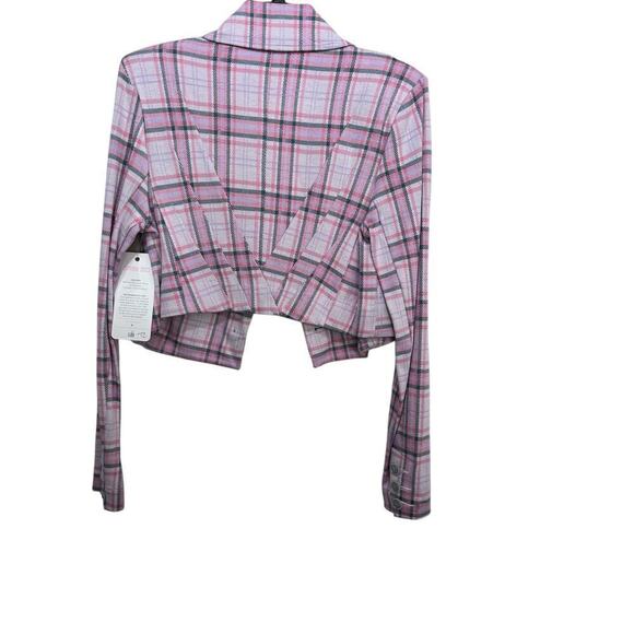 NWT Cabi #6257 Women's Pink & White Plaid Cropped Blazer Size Medium - Picture 5 of 8